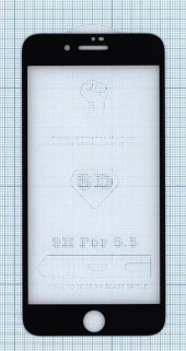 Защитное стекло 6D для Apple iPhone 7, 8 Plus, черное