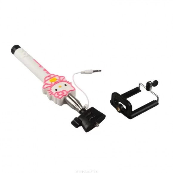 Держатель телескопический монопод "Hello Kitty" с кнопкой съемки через разъем гарнитуры, розовый Держатель телескопический монопод "Hello Kitty" с кнопкой съемки через разъем гарнитуры, розовый