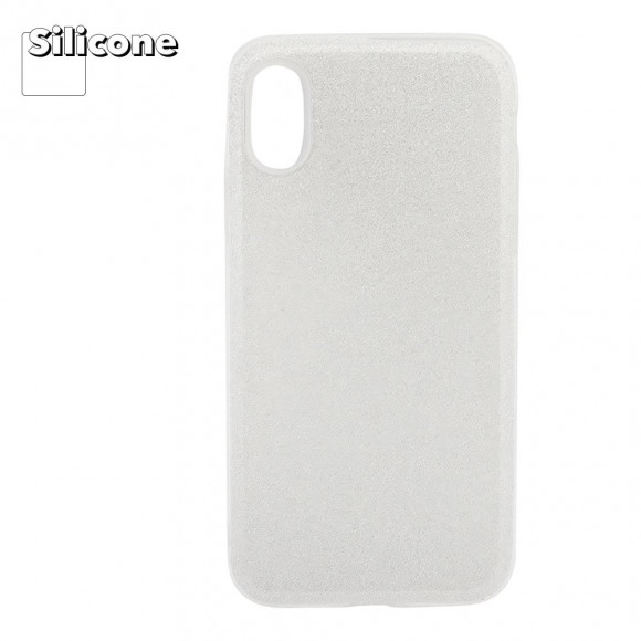 Силиконовая крышка "LP" для Apple iPhone X "Блёстки" TPU, серебро (европакет)