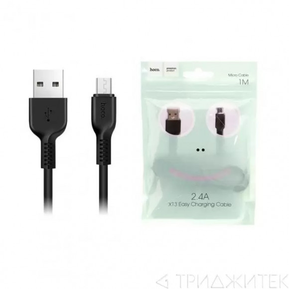 Кабель НОСО x13 Easy MicroUSB, 1 метр, 2.4A, черный