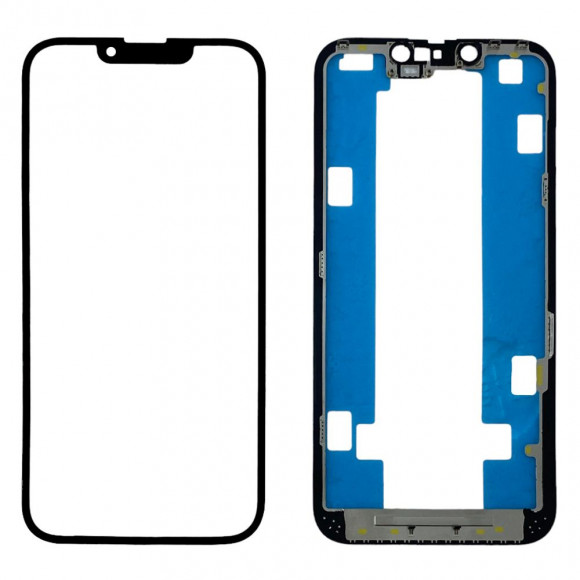 Стекло для переклейки на iPhone 13 в рамке + OCA (черный)