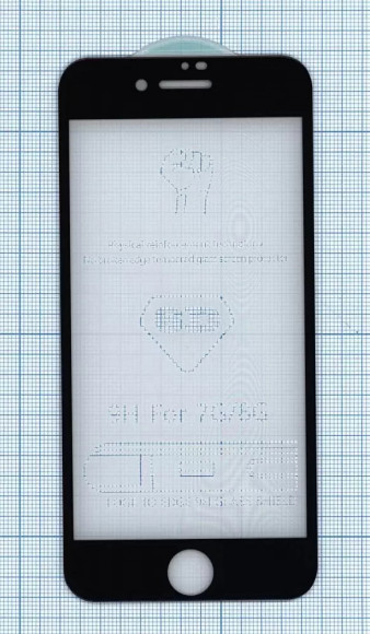Защитное стекло 6D для Apple iPhone 7, 8, черное