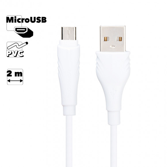 USB кабель Borofone BX18 Optimal Charging Data Cable For Micro, 2 метра, белый