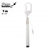 Держатель телескопический монопод "LP" MPD-4 с кнопкой съемки через разъем гарнитуры, белый (коробка) Держатель телескопический монопод "LP" MPD-4 с кнопкой съемки через разъем гарнитуры, белый (коробка)