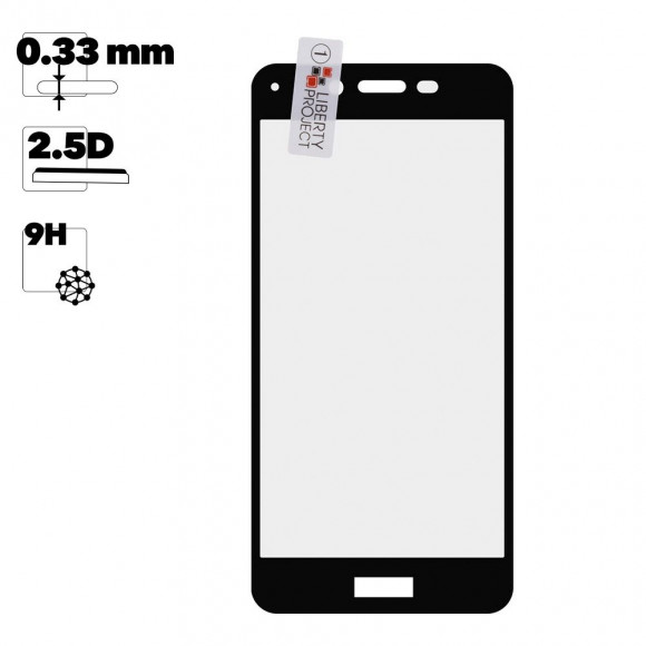 Защитное стекло "LP" для Huawei Honor 6C Pro Thin Frame Full Glue с рамкой 0.33 мм 2.5D, черное