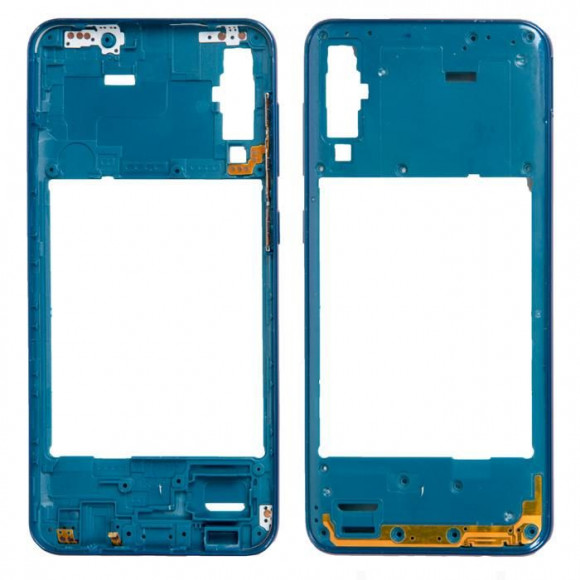 дисплей в сборе с тачскрином  +средняя часть (модуль) для Samsung Galaxy A50 (SM-A505F) ZeepDeep ASIA, синий Amoled
