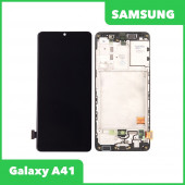 Дисплей для Samsung Galaxy A41 SM-A415 в сборе GH82-22860A в рамке (черный) 100% оригинал
