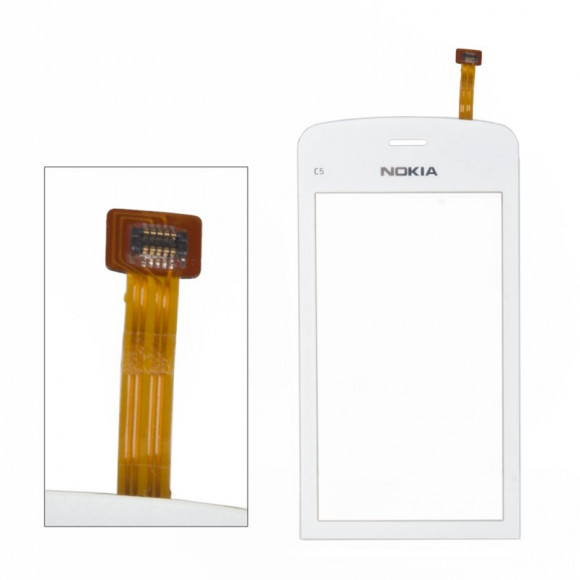 Сенсорное стекло (тачскрин) для Nokia C5-03, C5-06, белый