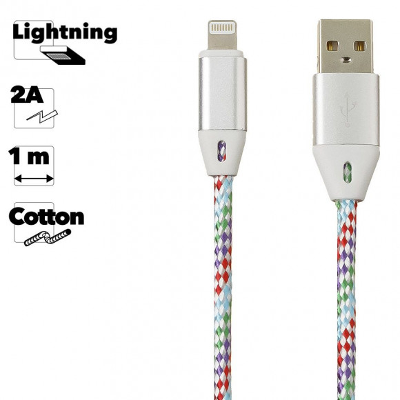 USB кабель "LP" для Apple Lightning 8-pin оплетка и металлические разъемы, 1 метр (синий, европакет)