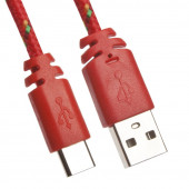 USB кабель "LP" USB Type-C в оплетке (красный, европакет)