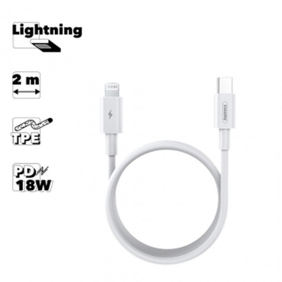 USB-C Дата-кабель Remax Marlik Series PD 100W Fast Charging 2M Cable RC-183i C-L, белый