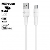 USB кабель BOROFONE BX30 Silicone MicroUSB, 2,4A, 1м, силикон (белый)