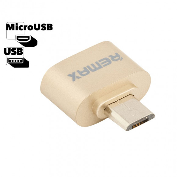 USB OTG адаптер Remax MicroUSB RA-OTG, золотой