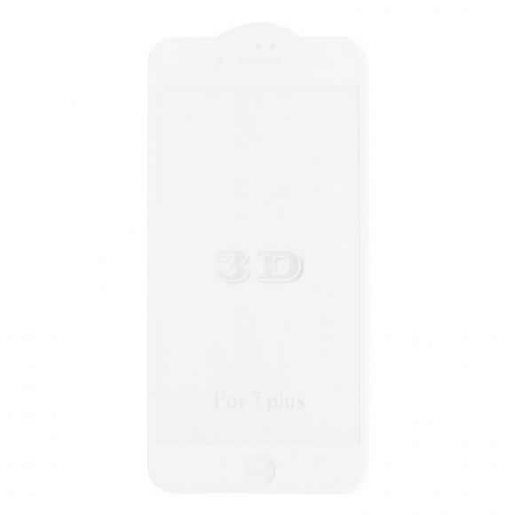 Защитное стекло "LP" для Apple iPhone 8, 7 Plus Tempered Glass 3D с рамкой 0.33 мм, 9H, белое (ударопрочное)