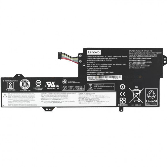 Аккумулятор (батарея) для ноутбука Lenovo IdePad 320-13, v530s-14, k43-4gb, 256gb, (L17l3p61), 3100мАч, 11.58В