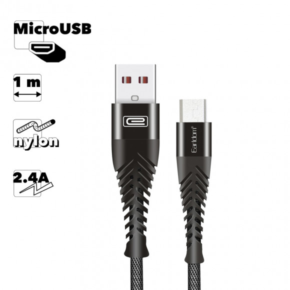 USB кабель Earldom EC-061M MicroUSB, 1 метр, черный