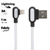 USB кабель Zetton USB SyncCharge Round Fabric Corner Cable USB to Lightning круглый пластиковые разьемы (белый) ZTUSBRFCWEA8