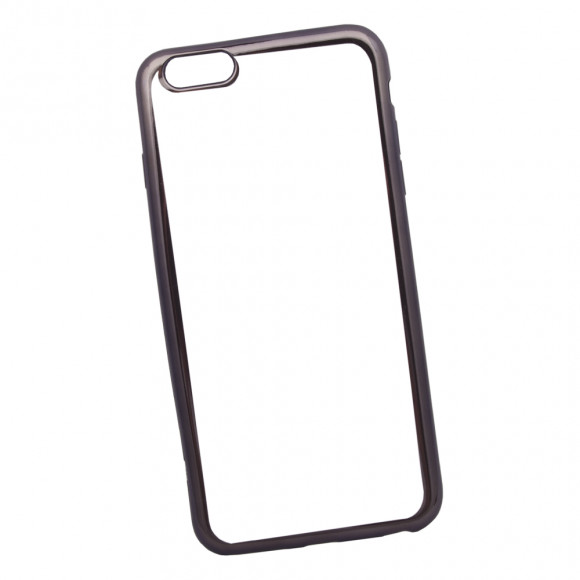 Силиконовый чехол LP для Apple iPhone 6 Plus, 6S Plus (5, 5) TPU (прозрачный с черной хром рамкой) (европакет)