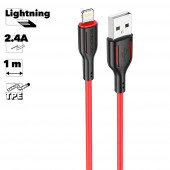 USB кабель BOROFONE BX63 Charming Lightning 8-pin, 1м, 2.4A, TPE (красный)