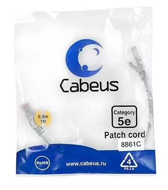Патч-корд U/UTP Cabeus PC-UTP-RJ45-Cat.5e-0.3m-LSZH