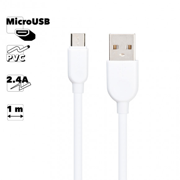 USB кабель Borofone BX14 LinkJet USB Cable Micro, 1 метр, белый