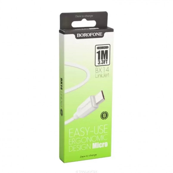 USB кабель Borofone BX14 LinkJet USB Cable Micro, 1 метр, белый USB кабель Borofone BX14 LinkJet USB Cable Micro, 1 метр, белый