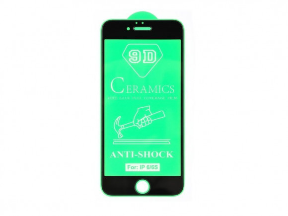 Защитное стекло керамическое для Apple iPhone 6, 6S, черный (Vixion)