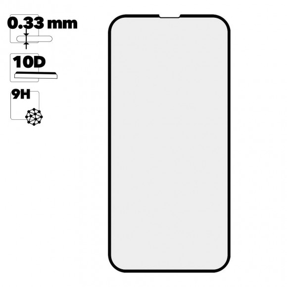 Защитное стекло 10D для iPhone 14 Plus T. G. черное 0,33 мм (ударопрочное)