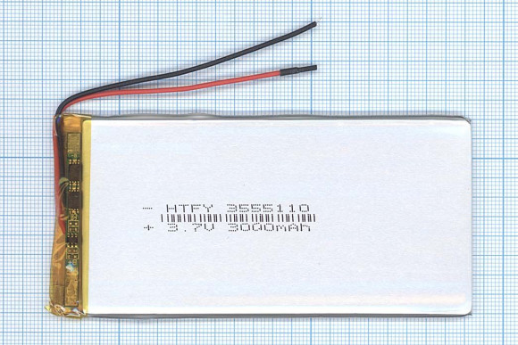 Аккумуляторная батарея Li-Pol (3.5x55x110мм), 2pin, 3.7В, 3000мАч