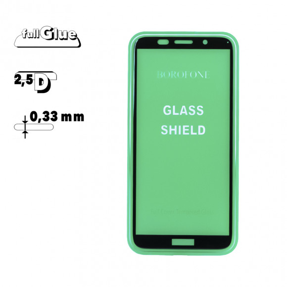 Защитное стекло Borofone Elephant для Huawei Y5, Y5 Pro, Y5 Prime 2018 2.5D, 0.33 мм с черной рамкой