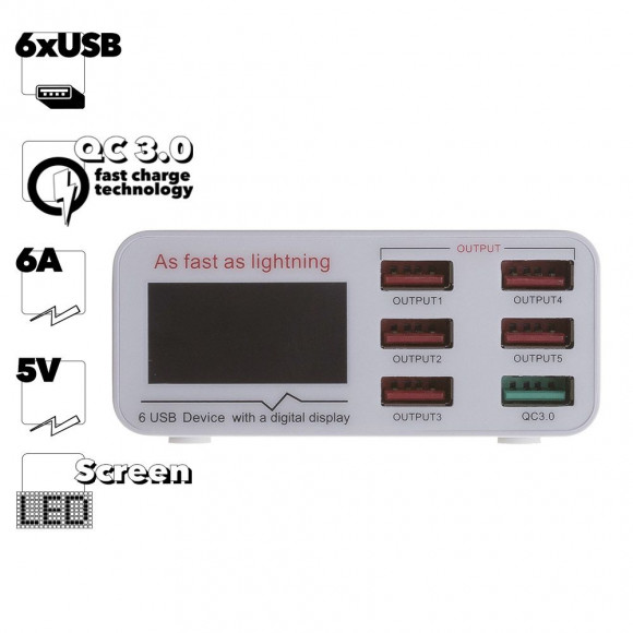 Зарядная станция 6 USB Sunshine SS-304Q