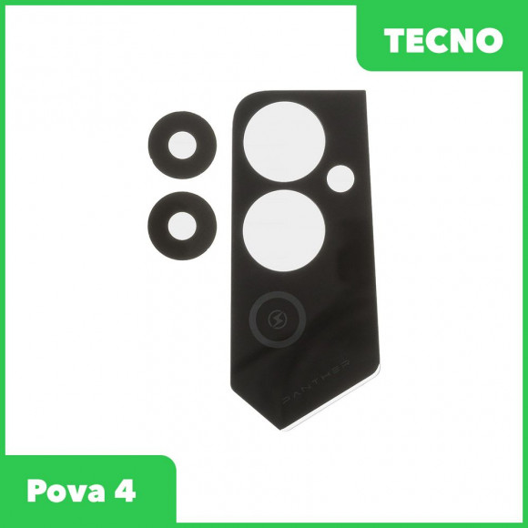 Стекло задней камеры для Tecno Pova 4 (LG7n) (без рамки) (черный)