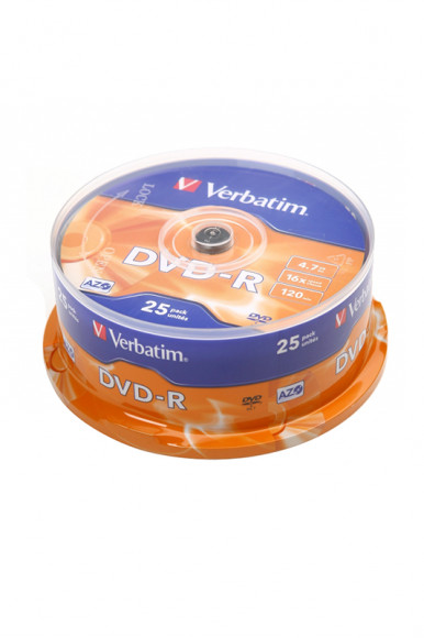 Записываемый компакт-диск Verbatim 43522 DVD-R 4.7Gb 16x CB/25, 1 штука