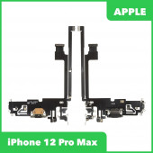 Системный разъем (разъем зарядки) для iPhone 12 Pro Max, микрофон (черный) Системный разъем (разъем зарядки) для iPhone 12 Pro Max, микрофон (черный)