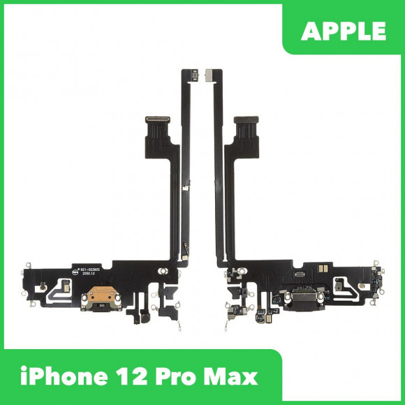 Системный разъем (разъем зарядки) для iPhone 12 Pro Max, микрофон (черный)
