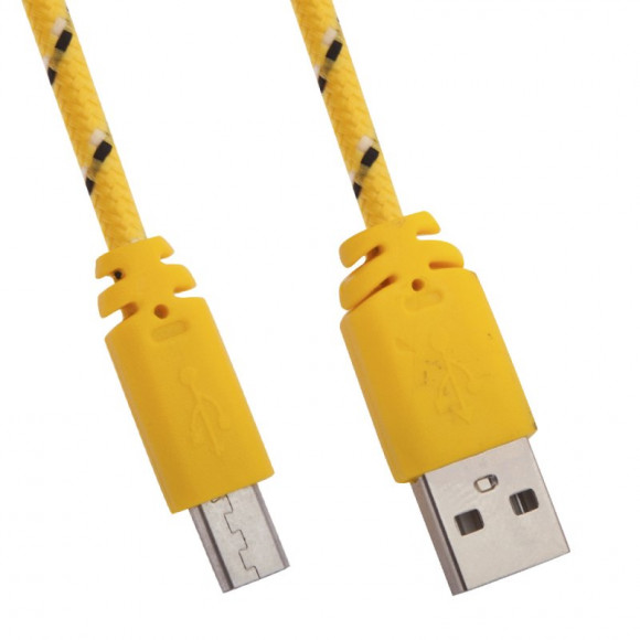 USB кабель "LP" MicroUSB в оплетке (желтый с зеленым, европакет)