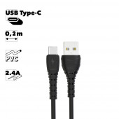 USB кабель Earldom EC-132C USB Type-C 200 мм. 2.4A, черный