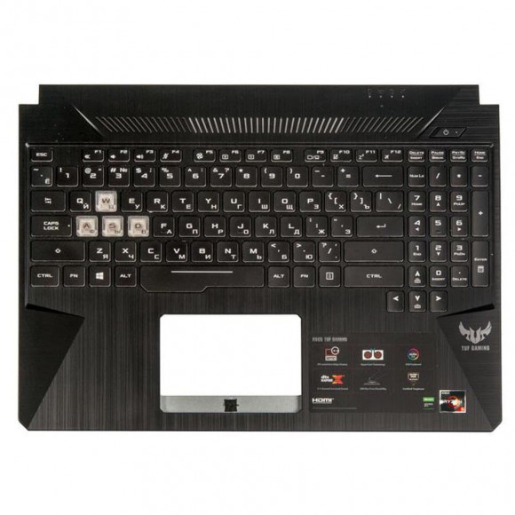 Верхняя часть корпуса (Palmrest) Asus TUF Gaming FX505 с клавиатурой, с RGB подсветкой, черная RU (с разбора)