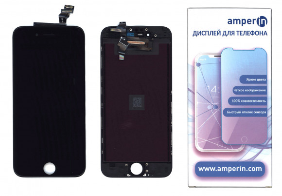 Дисплей Amperin для Apple iPhone 6 в сборе с тачскрином (IPS) черный Дисплей Amperin для Apple iPhone 6 в сборе с тачскрином (IPS) черный
