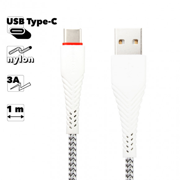 USB кабель Borofone BX25 Powerful Charging Data Cable For Type-C, белый