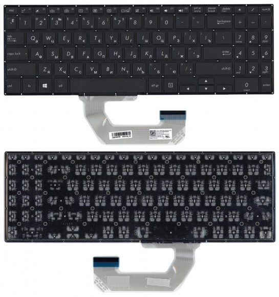 Клавиатура для ноутбука Asus UX561UD, Q535UD, черная без рамки, с подсветкой