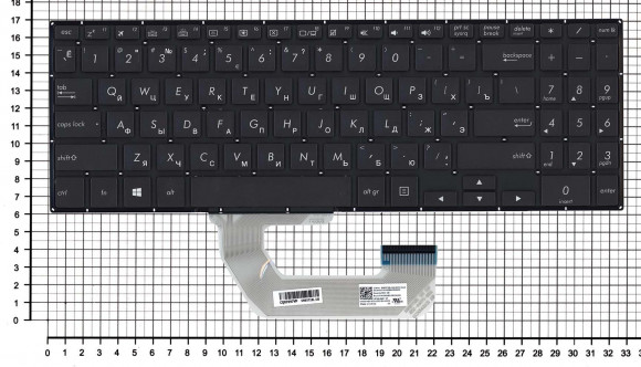 Клавиатура для ноутбука Asus UX561UD, Q535UD, черная без рамки, с подсветкой