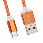 USB кабель "LP" MicroUSB оплетка и металл. разъемы в катушке 1.5 метра, оранжевый USB кабель "LP" MicroUSB оплетка и металл. разъемы в катушке 1.5 метра, оранжевый