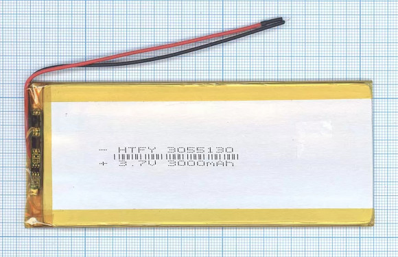 Аккумуляторная батарея Li-Pol (3x55x130мм), 2pin, 3.7В, 3000мАч