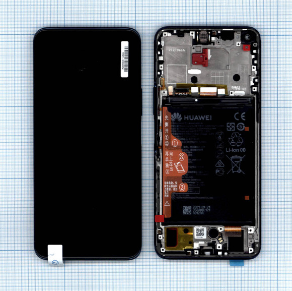 Дисплей для Huawei Nova 8i в сборе с тачскрином, панелью и аккумулятором (SP 02354GMW) черный