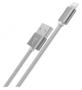 Кабель USB HOCO X2 knitted, USB - Lightning, 2.4А, 1м, серый