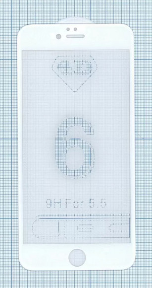Защитное стекло 6D для Apple iPhone 6, 6S Plus белое