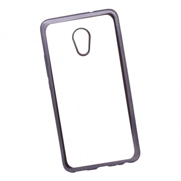 Чехол силиконовый "LP" для Meizu Pro 6 Plus TPU (прозрачный с черной хром рамкой) (европакет)