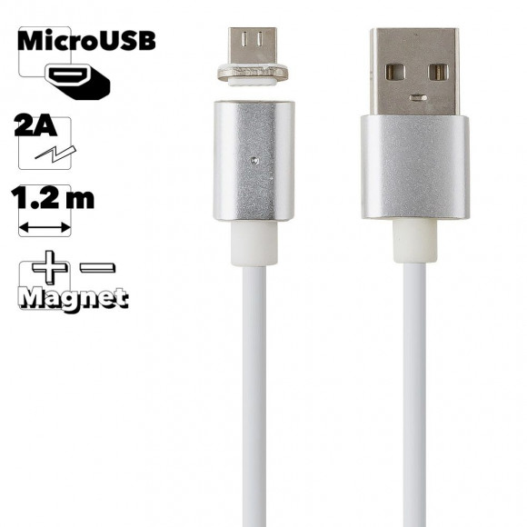 USB Дата-кабель Magnetic Cable магнитный Charge&Sync MicroUSB (белый, коробка)