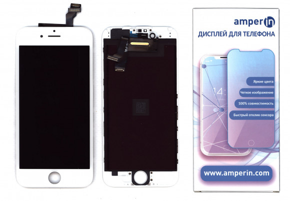 Дисплей Amperin для Apple iPhone 6 в сборе с тачскрином (IPS) белый
